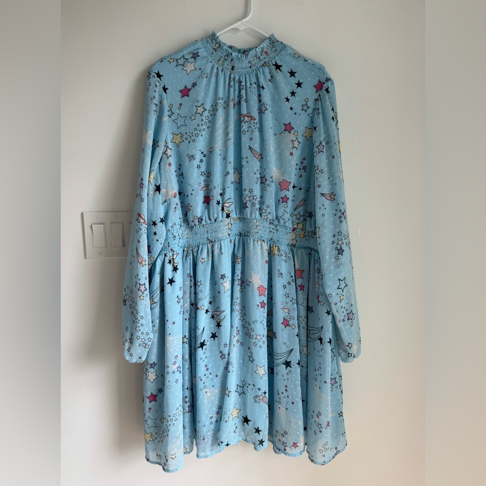 TORRID Mini Clipdot Blouson Sleeve Mock Neck Skater Dress Women’s Plus Size 4X - Picture 2 of 15